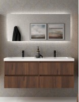 Conjunto de baño suspendido 140 cm. nogal