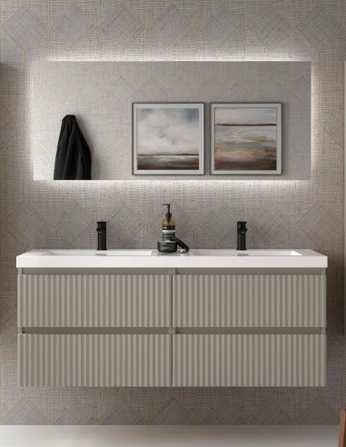Conjunto de baño suspendido 140 cm. gris
