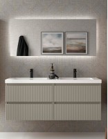 Conjunto de baño suspendido 140 cm. gris