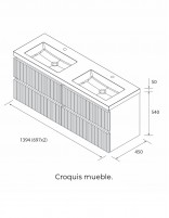 Conjunto de baño suspendido 140 cm. croquis mueble