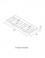 Conjunto de baño suspendido 140 cm. croquis lavabo