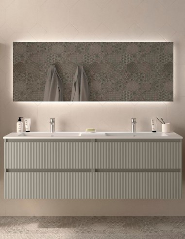 Conjunto de baño suspendido 160 cm. gris mate
