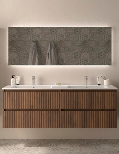 Conjunto de baño suspendido 160 cm. nogal