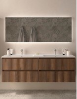 Conjunto de baño suspendido 160 cm. nogal