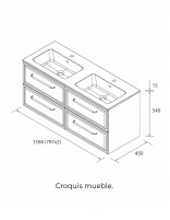 Conjunto de baño clásico 160 cm. croquis