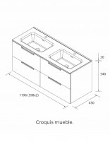 Conjunto de baño moderno 120 cm. croquis