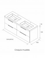Conjunto de baño moderno 140 cm. croquis