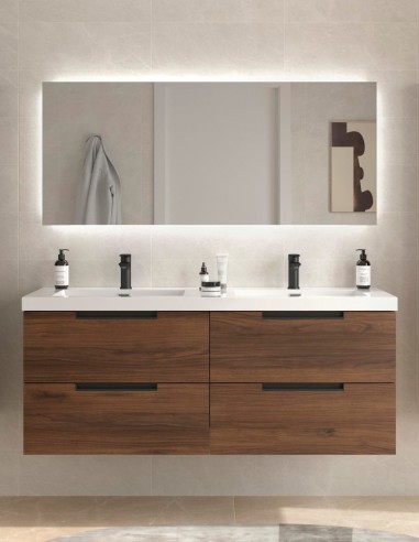 Conjunto de baño moderno 140 cm. nogal