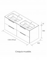 Conjunto de baño moderno 160 cm. croquis