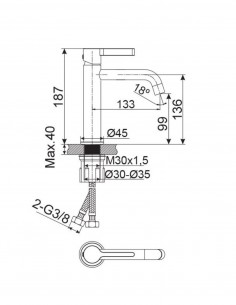 Grifo para lavabo - cromo BAMBÚ de Lluvibath 2