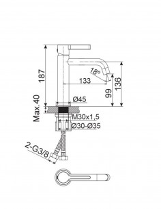 Grifo para lavabo - oro cepillado BAMBÚ de Lluvibath 2