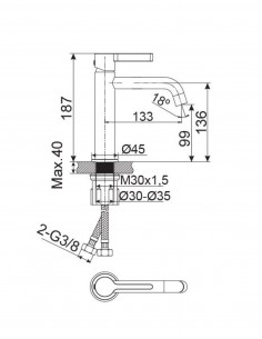 Grifo para lavabo - negro mate BAMBÚ de Lluvibath 2