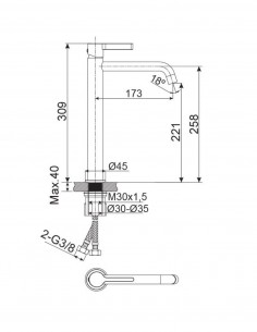Grifo para lavabo alto - oro cepillado BAMBÚ de Lluvibath 2