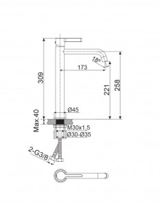 Grifo para lavabo alto - black gun metal BAMBÚ de Lluvibath 2