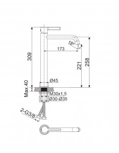 Grifo para lavabo alto - negro mate BAMBÚ de Lluvibath 2