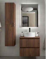 Conjunto de baño sobre encimera + lavabo 60 nogal
