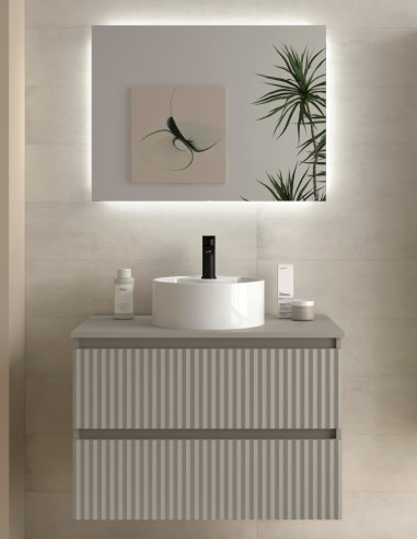 Conjunto de baño sobre encimera + lavabo gris mate