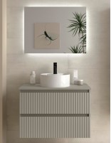 Conjunto de baño sobre encimera + lavabo gris mate