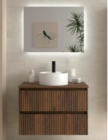 Conjunto de baño sobre encimera + lavabo nogal