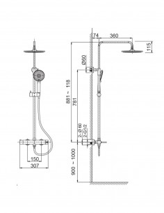 Columna de ducha - oro cepillado BAMBÚ de Lluvibath 2