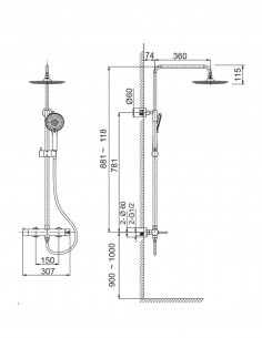 Columna de ducha - bronce cepillado BAMBÚ de Lluvibath 2