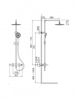 Columna de ducha - negro mate BAMBÚ de Lluvibath croquis