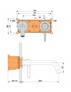 Grifo para lavabo empotrado - oro cepillado BAMBÚ de Lluvibath 2