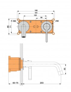 Grifo para lavabo empotrado - black gun metal BAMBÚ de Lluvibath 2