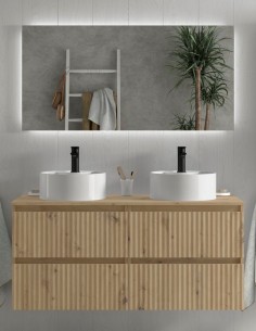 Conjunto sobre encimera 120 - 140 cm. + 2 lavabos KIRA de Salgar