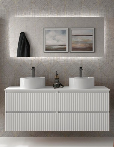 Conjunto sobre encimera 120 - 140 cm. blanco