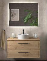 Conjunto de baño clásico sobre encimera roble