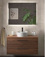 Conjunto de baño clásico sobre encimera nogal maya