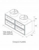 Conjunto de baño clásico 120 - 140 cm. croquis