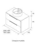 Conjunto de baño moderno sobre encimera + lavabo croquis