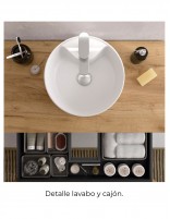 Conjunto de baño moderno sobre encimera + lavabo detalle lavabo