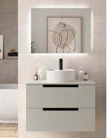 Conjunto de baño moderno sobre encimera + lavabo gris mate