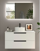 Conjunto de baño moderno sobre encimera + lavabo blanco