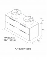 Conjunto de baño moderno 120 - 140 cm. croquis