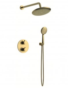 Conjunto ducha empotrado termostático - oro cepillado BAMBÚ de Lluvibath