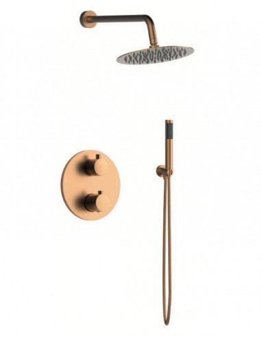 Conjunto ducha empotrado termostático - bronce cepillado BAMBÚ de Lluvibath