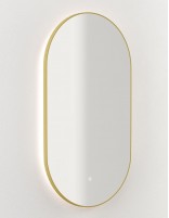 Espejo ovalado LED marco aluminio oro