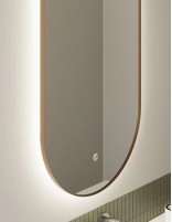 Espejo ovalado LED marco aluminio detalle