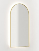 Espejo LED capilla con marco aluminio oro cepillado