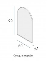 Espejo LED capilla con marco aluminio croquis 50