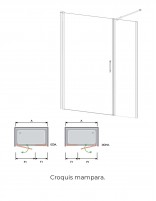 Mampara ducha abatible blanca croquis