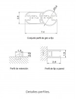 Mampara ducha abatible blanca detalle perfilería
