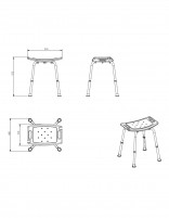Silla de ducha regulable - níquel cepillado serie AYUDA de Medimex croquis