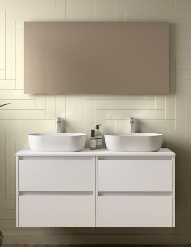 Mueble suspendido sobre encimera white satin