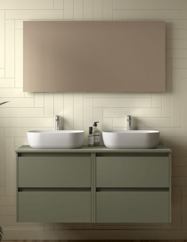 Mueble suspendido sobre encimera green satin