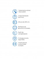 Mampara 2 puertas abatibles + 1 fijo datos